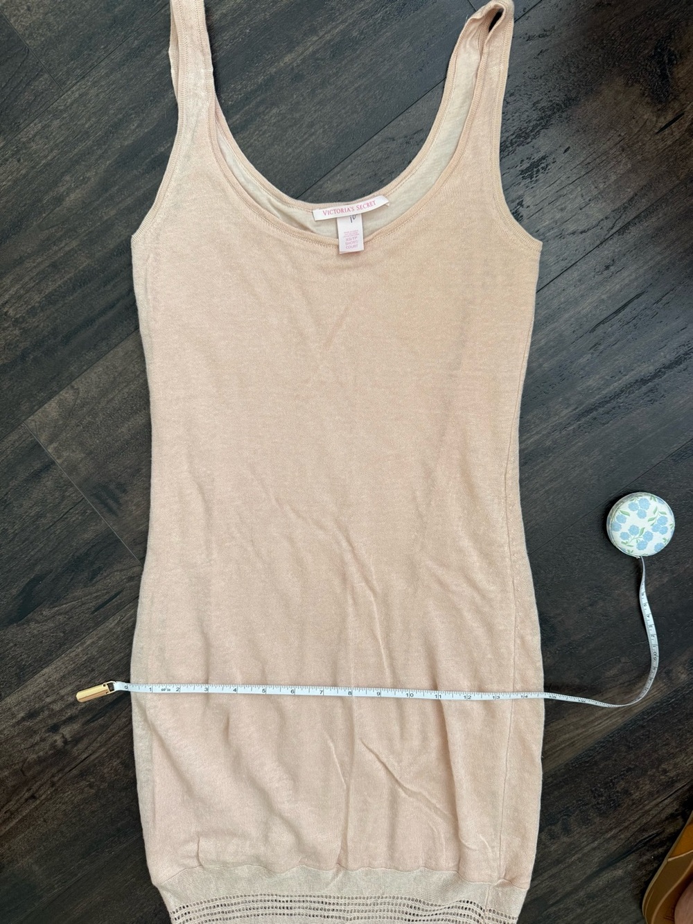 Victoria’s Secret Linen Blend Maxi Tank Dress XS Short Blush Open Knit Hem - Picture 7 of 12